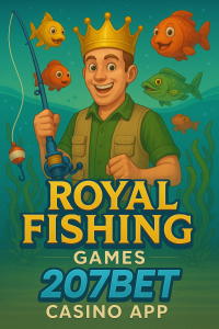 Jogador pescando peixes no Royal Fishing pelo app 207BET
