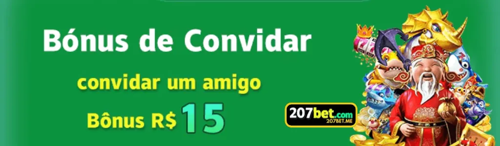 Bônus de R$15 ao convidar amigos para jogar no 207BET cassino