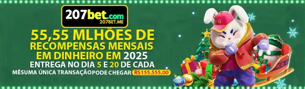 Receba parte dos R$55,55 milhões distribuídos mensalmente no 207BET cassino.